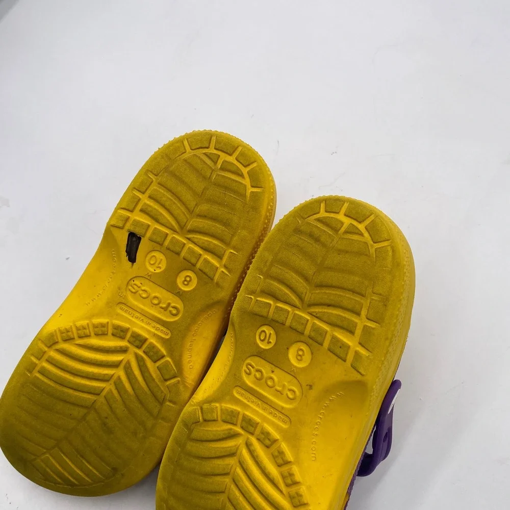 LSU Crocs Classic Clog Shoes Mens 8 Womens 10 Purple Yellow Tigers Fan Gear NCAA